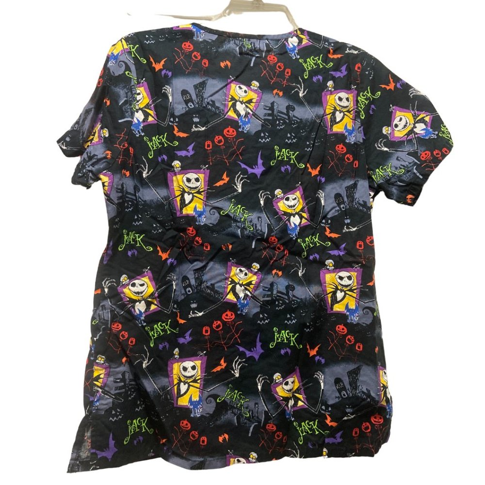 Disney Tim Burton's The nightmare before Christmas Halloween scrub top sz Small - Picture 2 of 5